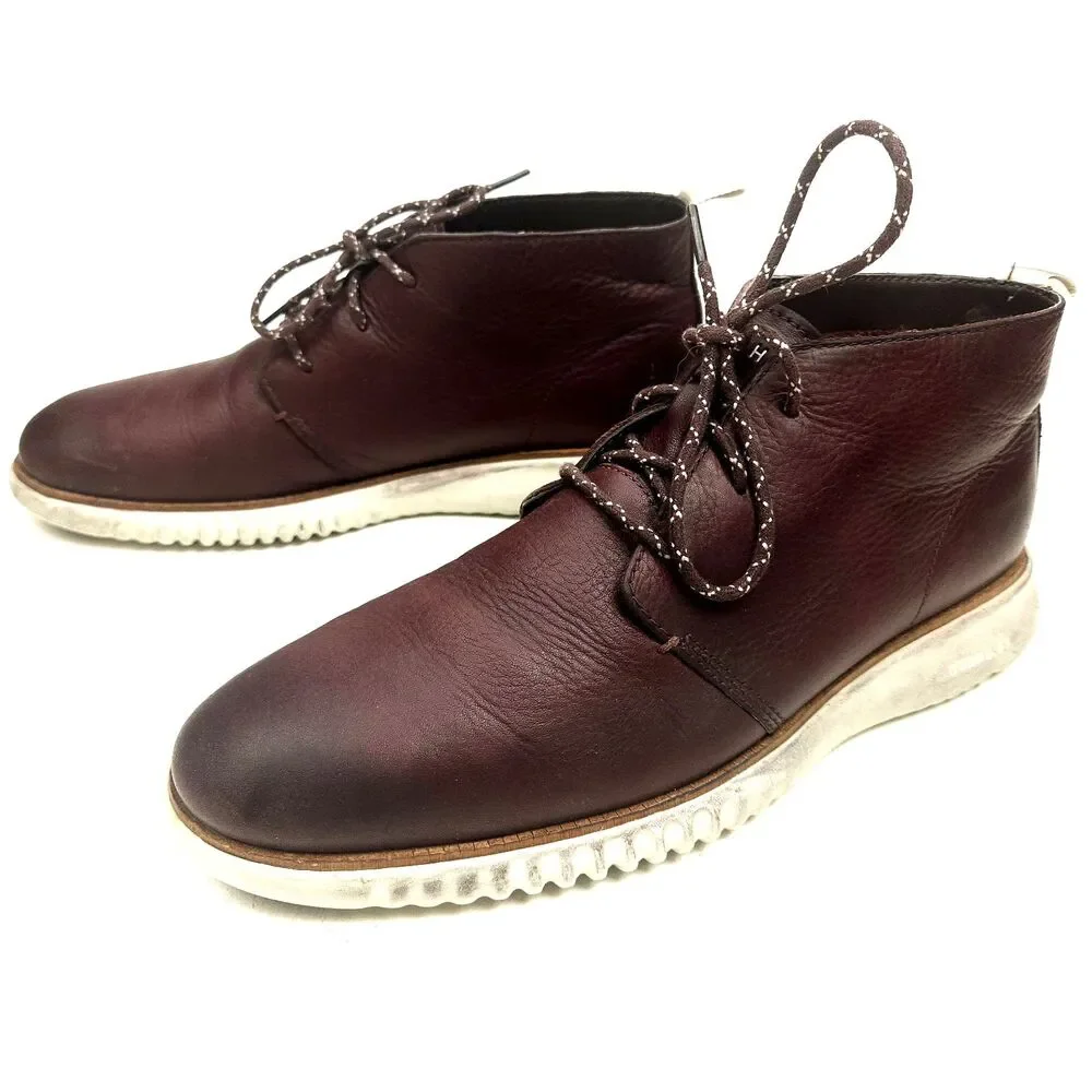 Cole Haan Boots Men 9.5 M Chukka Leather Brown 2.Zerogrand Ankle Lace Shoes